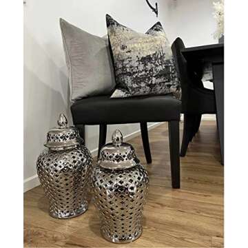 THE-TINOART Gray Pillows Covert 20 x 20 Inch Gold Splashed on Black Gray Throw Pillow Covers Reversed Soft Velevt Decorative Pillow Cover for Couch Living Room Bedroom Car 1piece