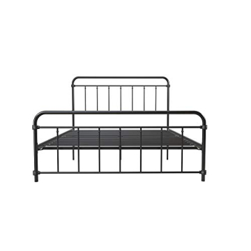 DHP Winston Metal Platform Bed with Rustic Design and Curved Edge Headboard and Footboard, Adjustable Base Height for Underbed Storage, No Box Spring Needed, Queen, Black
