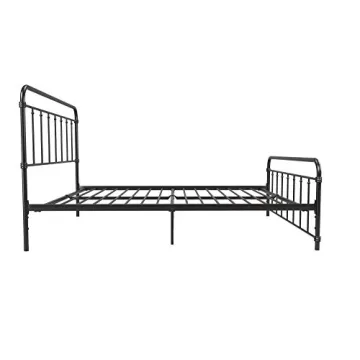 DHP Winston Metal Platform Bed with Rustic Design and Curved Edge Headboard and Footboard, Adjustable Base Height for Underbed Storage, No Box Spring Needed, Queen, Black