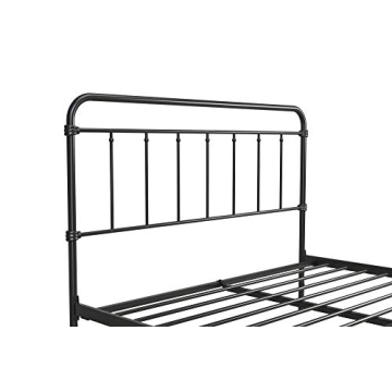 DHP Winston Metal Platform Bed with Rustic Design and Curved Edge Headboard and Footboard, Adjustable Base Height for Underbed Storage, No Box Spring Needed, Queen, Black