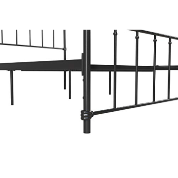 DHP Winston Metal Platform Bed with Rustic Design and Curved Edge Headboard and Footboard, Adjustable Base Height for Underbed Storage, No Box Spring Needed, Queen, Black