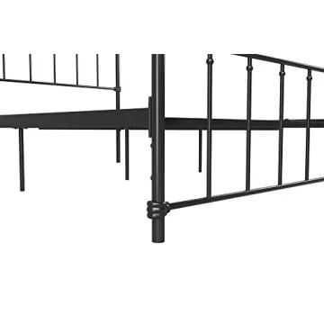 DHP Winston Metal Platform Bed with Rustic Design and Curved Edge Headboard and Footboard, Adjustable Base Height for Underbed Storage, No Box Spring Needed, Queen, Black