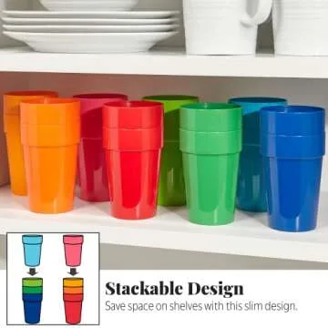 Durable US Acrylic 10oz Kids Juice Tumblers Set of 16