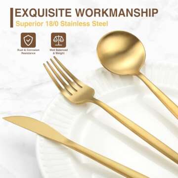 Gold Silverware Set with Organizer, AIVIKI 40-Piece Stainless Steel Flatware Set for 8,Matte Gold Cutlery Set Utensils Set, Satin Finish Tableware Set for Home Restaurant, Include Knife Fork Spoon Set