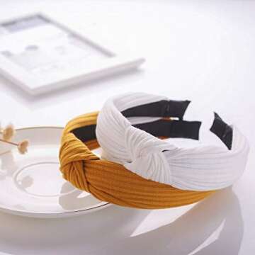 Funtopia Knotted Headbands for Women Girls, 9 Pcs Wide Plain Turban Headband Fashion Cross Knot Hair...