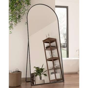 Antok Arched Full Length Mirror, 71"x32" Arched Floor Mirror, Glassless Mirror Full Length with Stand, Floor Mirror Freestanding, Wall Mounted Mirrors for Bedroom Living Room, Black