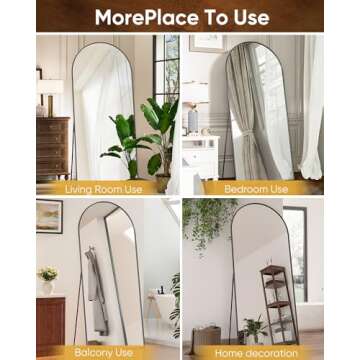 Antok Arched Full Length Mirror, 71"x32" Arched Floor Mirror, Glassless Mirror Full Length with Stand, Floor Mirror Freestanding, Wall Mounted Mirrors for Bedroom Living Room, Black