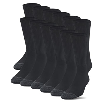 Gildan Men's Polyester Half Cushion Crew Socks - 12 Pairs of Quality Comfort