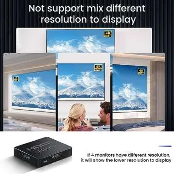 avedio links HDMI Splitter 1 in 4 Out with HDMI Cable, 4K HDMI Splitter 1X4 Mirror Screen, USB Power Splitter 1 Input 4 Output Support 4KX2K, 1080P@60Hz, 3D, HDR, 1 Source to 4 HDMI displays
