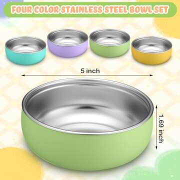 Nuogo 4 Pcs 304 Stainless Steel Baby Bowls with Removable Silicone Shell Toddler Bowls Kids Bowls Anti Scald Snack Container for Food Feeding, Dishwasher Safe (Classic Color)