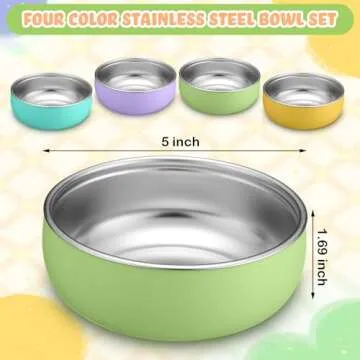 Nuogo Stainless Steel Baby Bowls with Silicone Sleeves 4-Pack