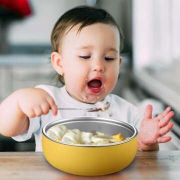 Nuogo 4 Pcs 304 Stainless Steel Baby Bowls with Removable Silicone Shell Toddler Bowls Kids Bowls Anti Scald Snack Container for Food Feeding, Dishwasher Safe (Classic Color)