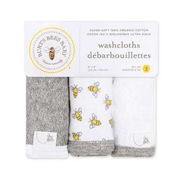 Burt's Bees Baby Infant Washcloths, 100% Organic Cotton, Soft and Super Absorbent Knit Terry Wash Cl...