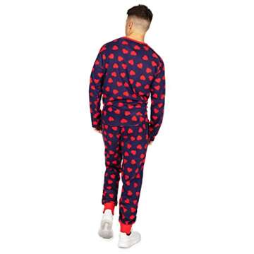 Navy Blue Hearts on Fire Pajama Set for Men