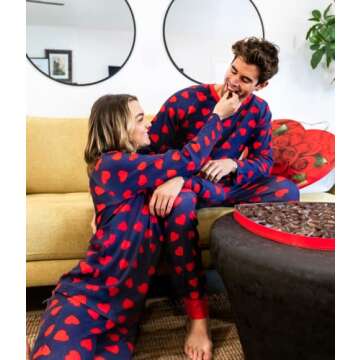Navy Blue Hearts on Fire Pajama Set for Men