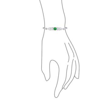 Couples Green Emerald CZ BFF Infinity Irish Celtic Love Knot Bangle Bracelet For Women Teen .925 Sterling Silver