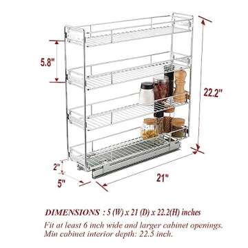 OCG 4-Tier Pull Out Spice Rack for Narrow Spaces