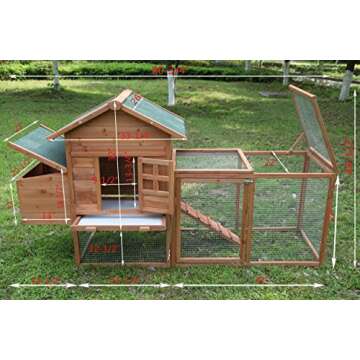 Outdoor Wooden Chicken Coop with Run Cage, Egg Box & Waterproof Roof (80")
