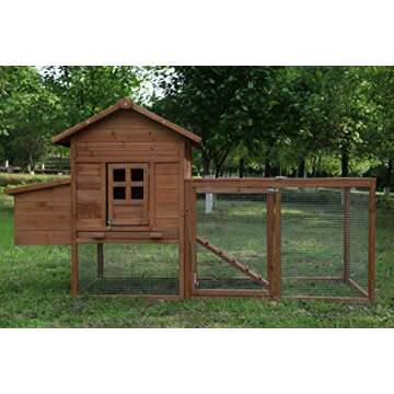 Spacious Wooden Chicken Coop with Waterproof Roof for Poultry