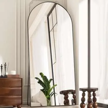 Suidia Arched Full Length Mirror, 71"x28" Floor Mirror Freestanding, Floor Standing Mirror Full Body Mirror with Stand for Bedroom, Hanging Mounted Mirror for Living Room Cloakroom, Black