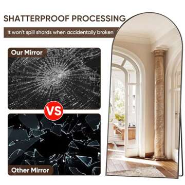 Suidia Arched Full Length Mirror, 71"x28" Floor Mirror Freestanding, Floor Standing Mirror Full Body Mirror with Stand for Bedroom, Hanging Mounted Mirror for Living Room Cloakroom, Black