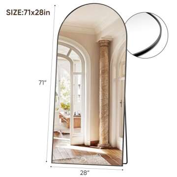Suidia Arched Full Length Mirror, 71"x28" Floor Mirror Freestanding, Floor Standing Mirror Full Body Mirror with Stand for Bedroom, Hanging Mounted Mirror for Living Room Cloakroom, Black