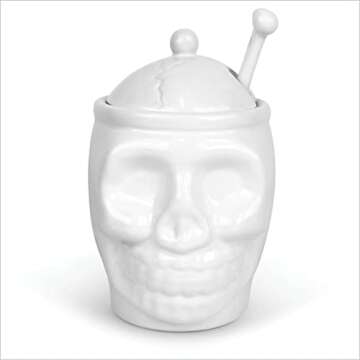 BELL BOOK AND CANDLE Sugar Skull Sugar Bowl With Bone Spoon - 12 Oz - Spooky Valentines Day Gifts, G...
