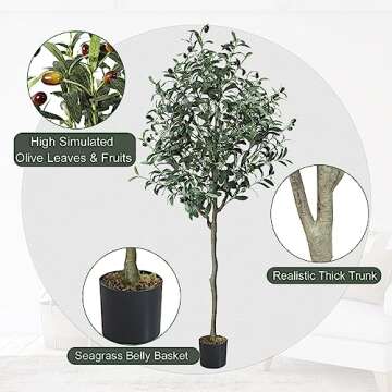 Chantoo 2Pack Olive Tree 5FT Olive Trees Artificial Indoor Faux Olive Tree Artificial Olive Tree for Office Home Decor Faux Plants Indoor Tall Fake Plants with Realistic Trunk and Lifelike Fruits