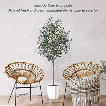 Chantoo 2Pack Olive Tree 5FT Olive Trees Artificial Indoor Faux Olive Tree Artificial Olive Tree for Office Home Decor Faux Plants Indoor Tall Fake Plants with Realistic Trunk and Lifelike Fruits