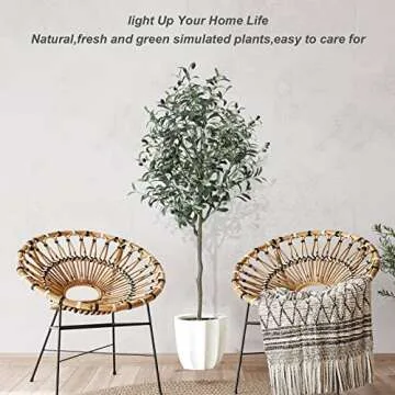 Chantoo 2Pack Olive Tree 5FT Olive Trees Artificial Indoor Faux Olive Tree Artificial Olive Tree for Office Home Decor Faux Plants Indoor Tall Fake Plants with Realistic Trunk and Lifelike Fruits