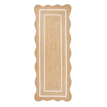 Natural Jute Scalloped Area Runner Rug for Stylish Living