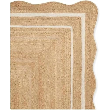 Natural Jute Scalloped Area Runner Rug for Stylish Living