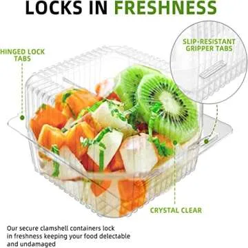 Axe Sickle 100 Count Clear Plastic Hinged Take Out Containers Clamshell Takeout Tray Food Clamshell Containers Outside Diameter 5.3 x 4.7 inch for Dessert, Snacksetc, Cakes Slice, Cookies, Salads