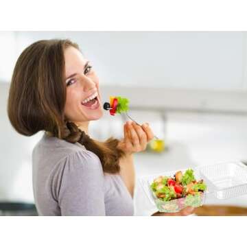 Axe Sickle 100 Count Clear Plastic Hinged Take Out Containers Clamshell Takeout Tray Food Clamshell Containers Outside Diameter 5.3 x 4.7 inch for Dessert, Snacksetc, Cakes Slice, Cookies, Salads