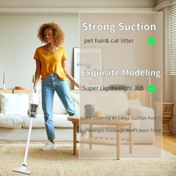 KEROMEE Cordless Vacuum Cleaner, Handheld Stick Small Lightweight Vacuum for Home Pet Hair Hardwood Floor Cat Litter Area Rug Cleaning