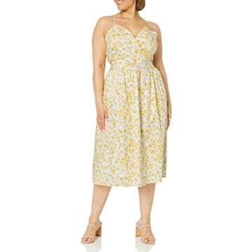 The Drop Women's Makenna Strappy Cross Front Smocked Back Midi Dress, Butter Floral, S