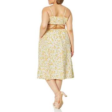 The Drop Women's Makenna Strappy Cross Front Smocked Back Midi Dress, Butter Floral, S