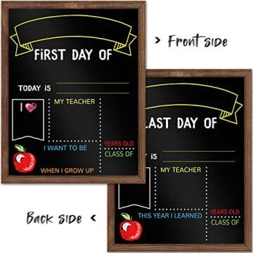 First & Last Day of School Board - Reusable Chalkboard Sign for Kids