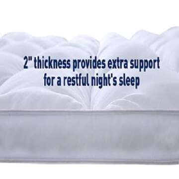 Home Sweet Home 300 Thread Count 100% Egyptian Cotton Hypoallergenic Down Alternative 2" Inch Mattress Topper with All-Around Fitted Bed Skirt - 1000 Grams Filling (Queen Size) White