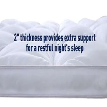 Home Sweet Home 300 Thread Count 100% Egyptian Cotton Hypoallergenic Down Alternative 2" Inch Mattress Topper with All-Around Fitted Bed Skirt - 1000 Grams Filling (Queen Size) White
