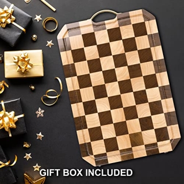 azamine End Grain Cutting Board, Walnut/Rubber Wood, with Non-Slip Feet, Juice Groove, Extra Large 20*14*6/5 inch for Kitchen