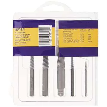IRWIN Screw Extractor Set - 5 Piece for Smooth Bolt Removal