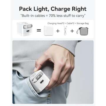 30W GaN USB-C Charger Block with Retractable Cable