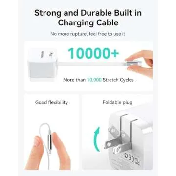 30W GaN USB-C Charger Block with Retractable Cable