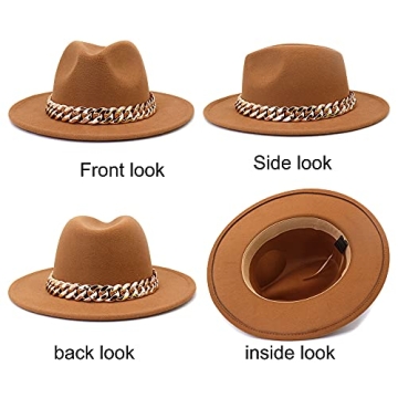HUDANHUWEI Fedora Hats for Women Wide Brim Fashionable Women's Fedoras Dress Hat