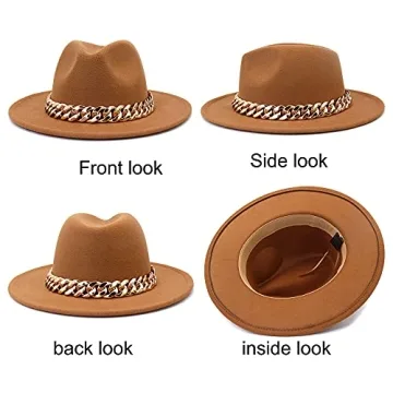 HUDANHUWEI Fedora Hats for Women Wide Brim Fashionable Women's Fedoras Dress Hat