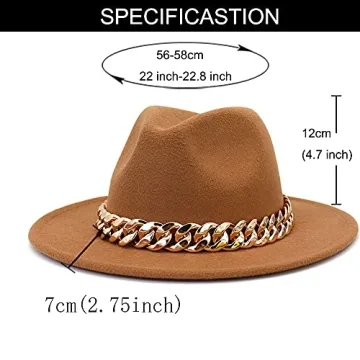 HUDANHUWEI Fedora Hats for Women Wide Brim Fashionable Women's Fedoras Dress Hat