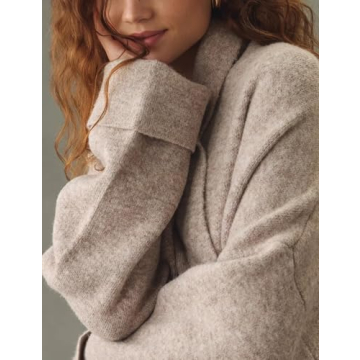 Arssm Womens Long Cardigan Oversized Chunky Open Front Sweaters Slouchy Knit Long Sleeve Fall Coat 2024 Trendy Jackets(Apricot-M)