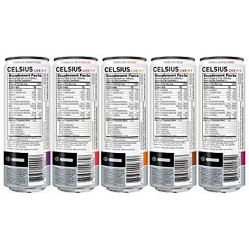 CELSIUS Fitness Drink Carbonated 5-Flavor Variety Pack, Zero Sugar, 12oz. Slim Can, 12 Pack