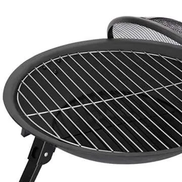 F2C 22 inch Folding Fire Pit Wood Burning Fireplace BBQ Grill Steel Round Bowl w/Mesh Spark Screen Cover Lid, Log Grate, Poker for Patio Backyard Garden Camping Traveling Picnic Bonfire